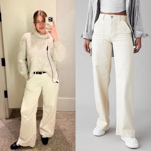 NWT PISTOLA 90s Ivory Denim High Rise Wide Leg Utility Jeans 26 - Picture 1 of 7